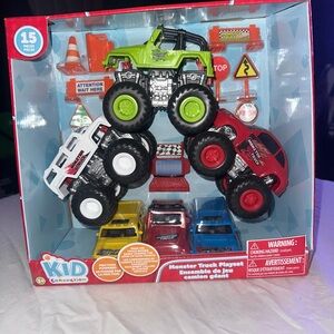 Kid Connection Monster Truck Set - Green, Red, White